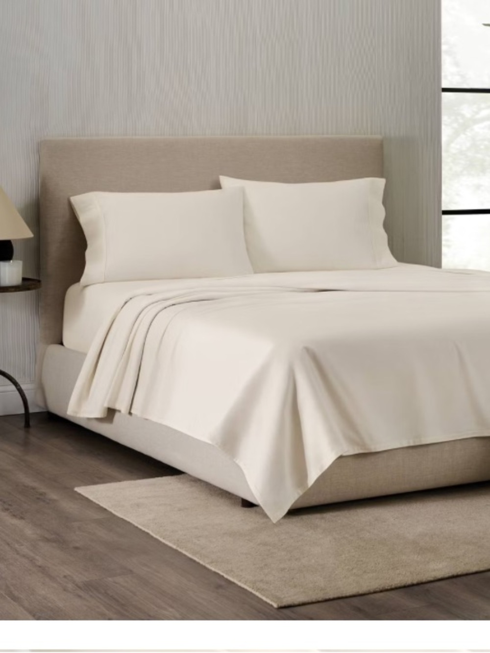 Jeremiah Brent Home 100% Cotton Sateen Sheet Set Solid Cream, King size, NEW NWT